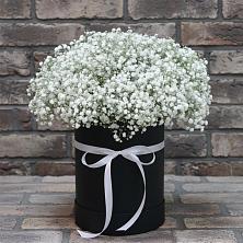 Цветочная композиция из Гипсофила в шляпной коробке в Кашарах